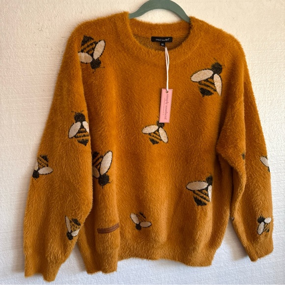 NWT Simply Southern Fuzzy Bumble Bee Sweater Women’s XL Soft Fluffy READ DESCRIP - Picture 1 of 9